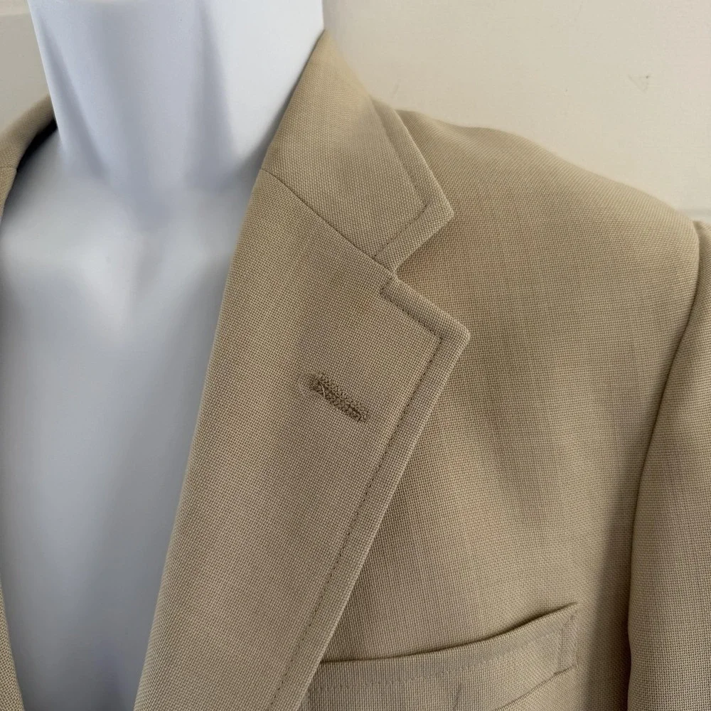 Vintage Palm Beach Blazer Mens Large Beige Wool Gold Button Classic USA 90s